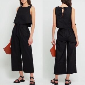 Kourt Willow 2-Piece Black Linen Pant & Crop Top Set Size M
